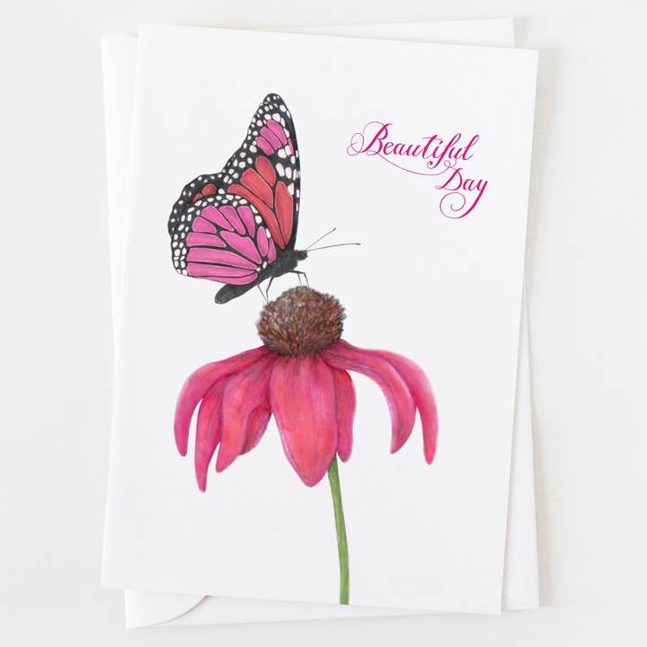 Beautiful Day Butterfly Flower Birthday Greeting Card C_1703 for wholesale by Ann Scott Design