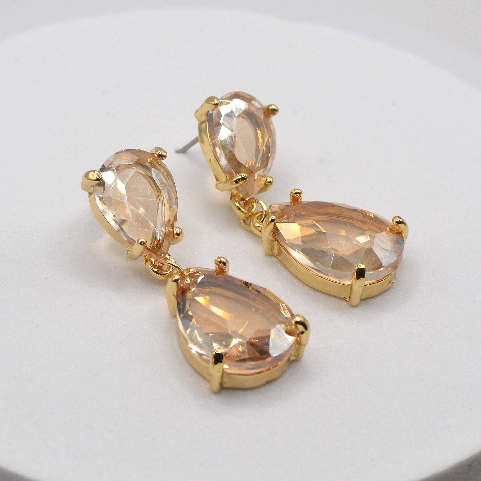 StarryNYC - Wholesale Dangle Earrings - Teardrop Glass Stone Dangle Crystal Bridal Earrings18