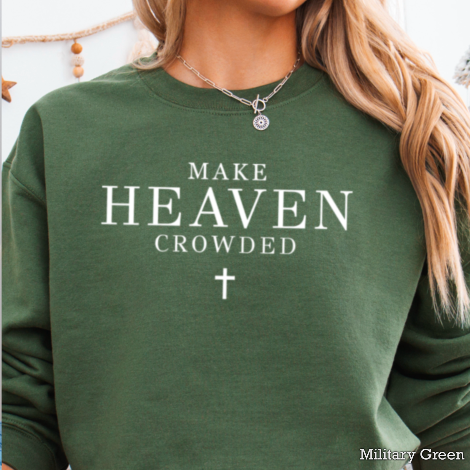 Shoppe SHC - Wholesale Graphic Sweatshirt - Women's - Make Heaven Crowded Christian Graphic Sweatshirt|Gildan 10