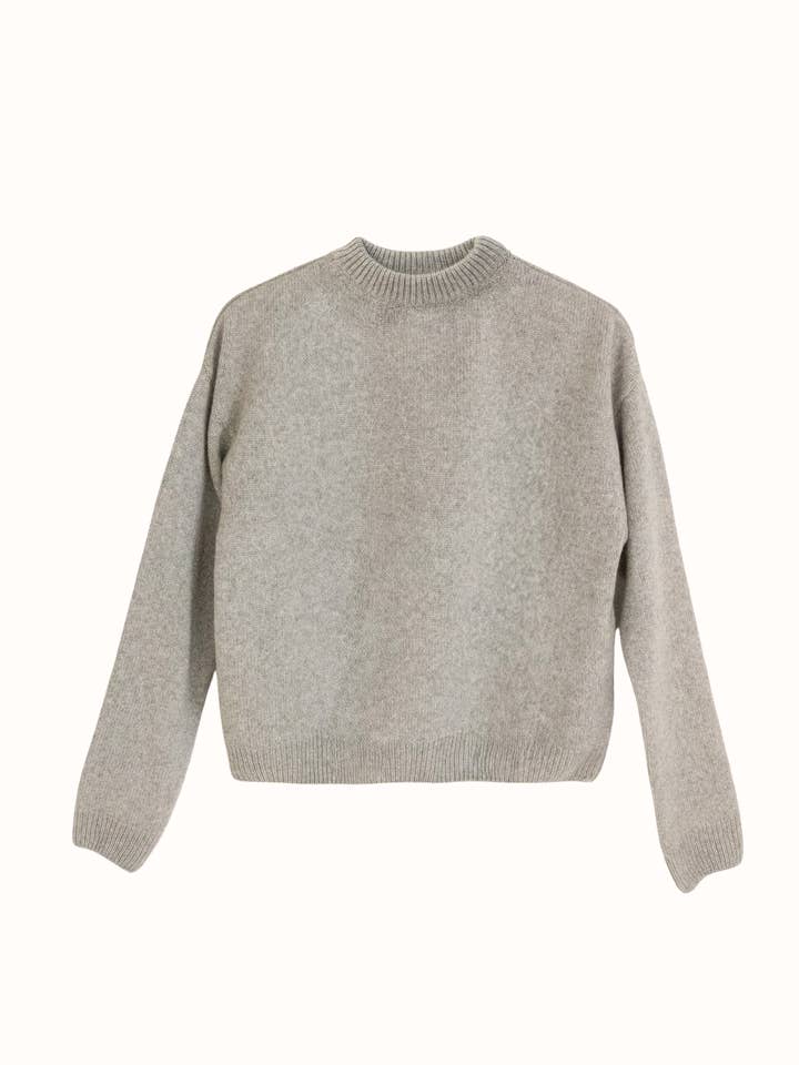 PULL RAS DU COU CACHEMIRE/SEIDE GRIS pour la vente par PURA Clothing