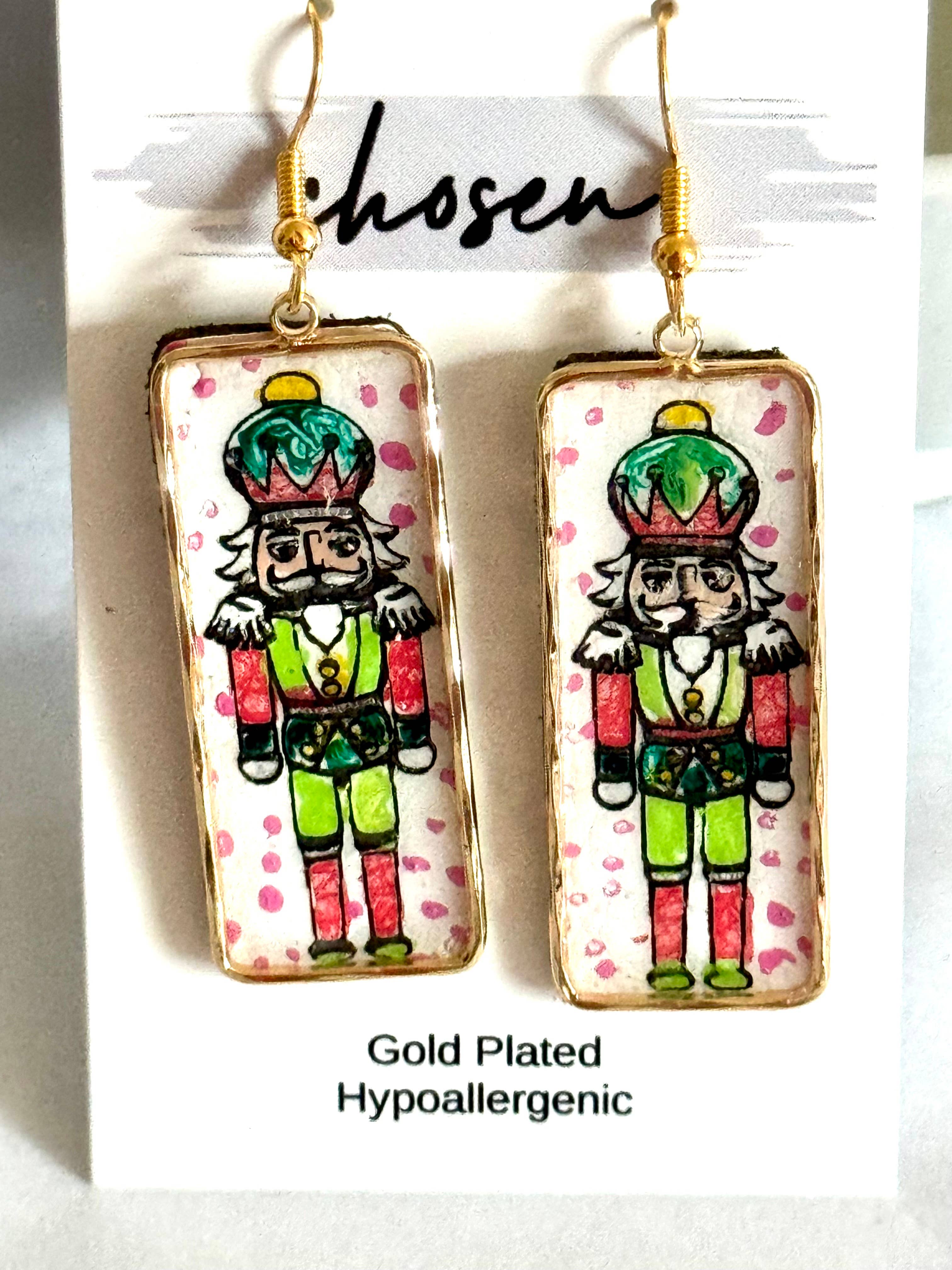 Chosen – Brincos de argola por atacado – Coleção de Brincos de Couro Pintados à Mão Quebra-Nozes4