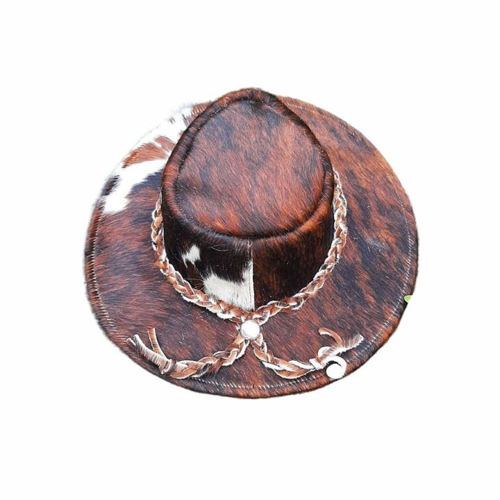 West Path - Wholesale Cowboy Hat - Unisex - Leather Hat | Cowhide Hat | Unisex Western Hat - Brindle4
