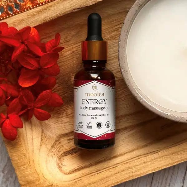 Huile de massage énergétique pour la vente par Moolea