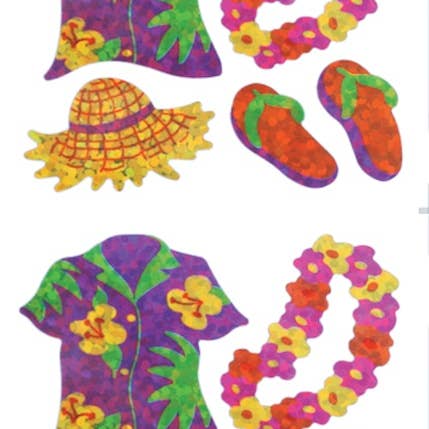 Mini Hawaii Shirt / Lei Stickers - Prismatic for wholesale by Jillson & Roberts