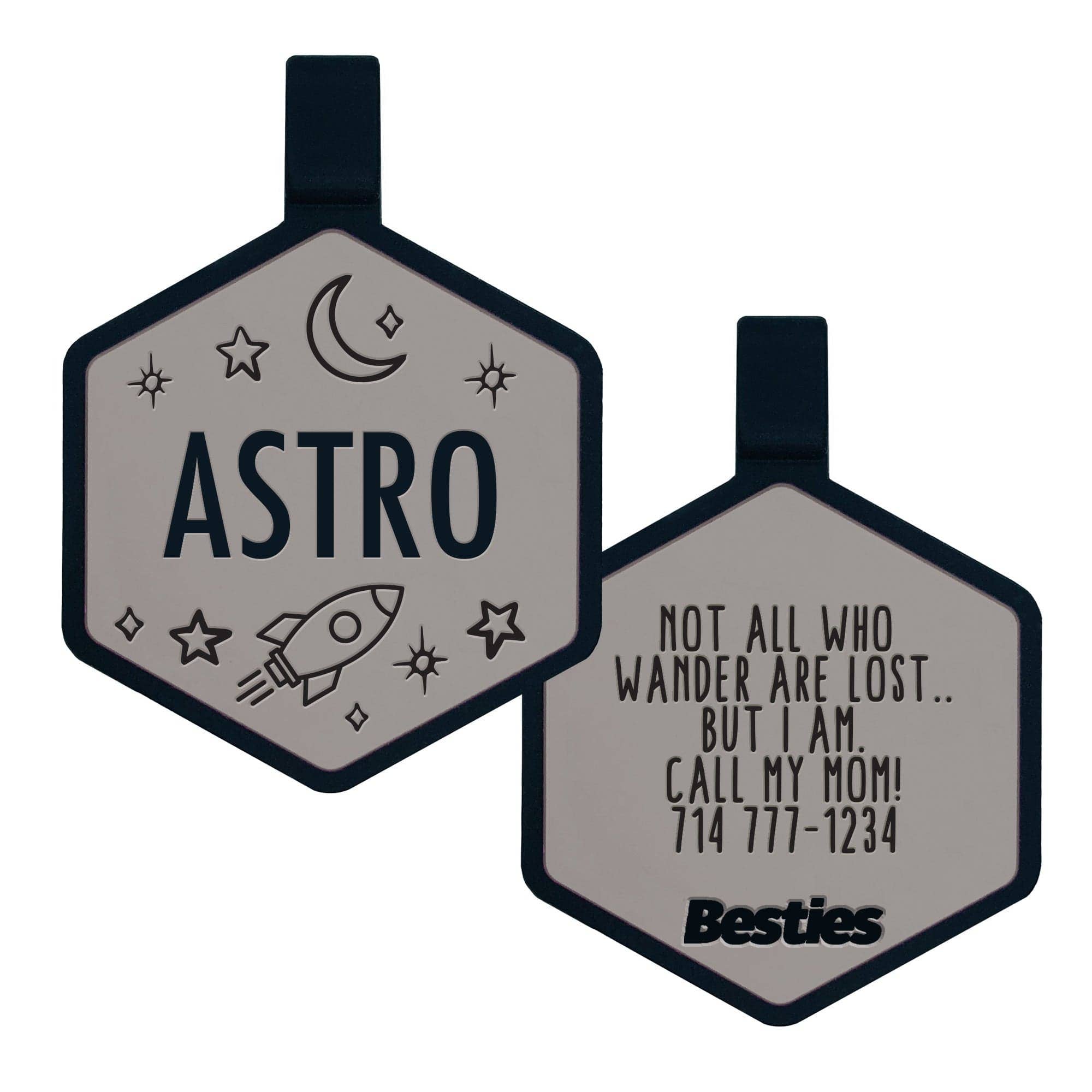 Besties Pets - Wholesale Pet Identification Tag - Dog - Space Cadet Silicone Dog ID Tag0