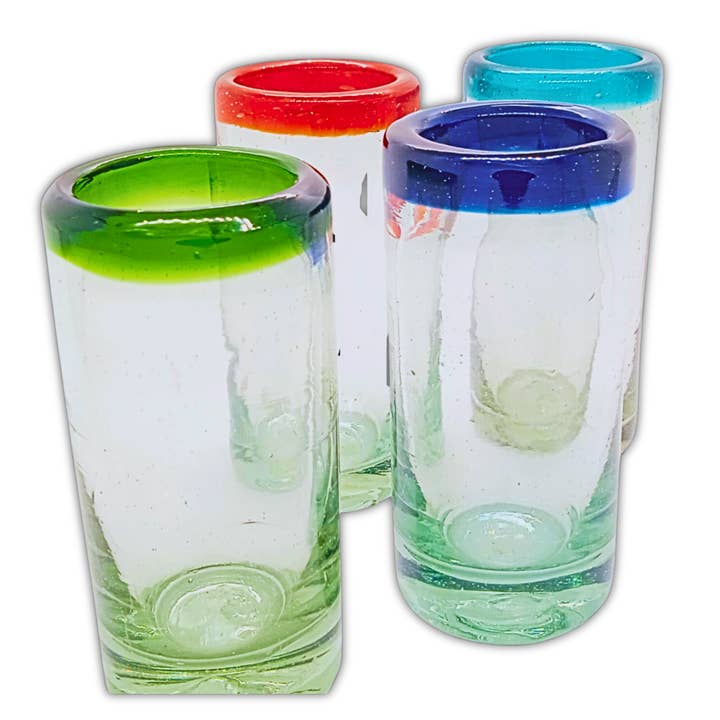 MEXTEQUIL Hand-Blown Shot Glasses - Set of 4 - 2 Oz-Colors for wholesale by MEXTEQUIL