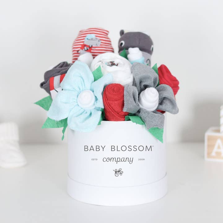 Baby Blossom Company - Wholesale New Mom Gift Box/Set - Baby Boy Gift Box Flower Bouquet - Little Rookie0