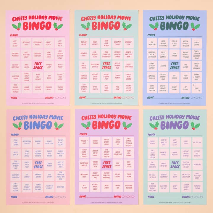And Here We Are - Wholesale Board Game - Cheesy Movie Bingo - Cheesy Holiday - Stocking stuffer, Holiday, Gift Guide3