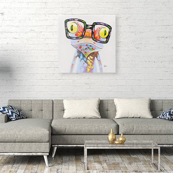 Groda med glasögon | Handmålad olja på duk | Olika storlekar | Inramad för wholesale av Fun Animal Art
