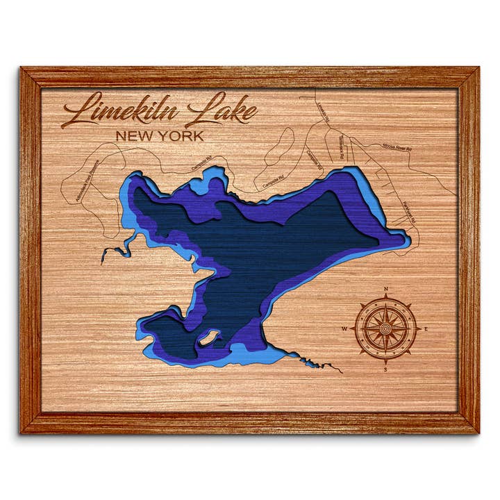 Limekiln Lake, New York Djupkarta - Unik Väggkonst för wholesale av Premier Gifts and More