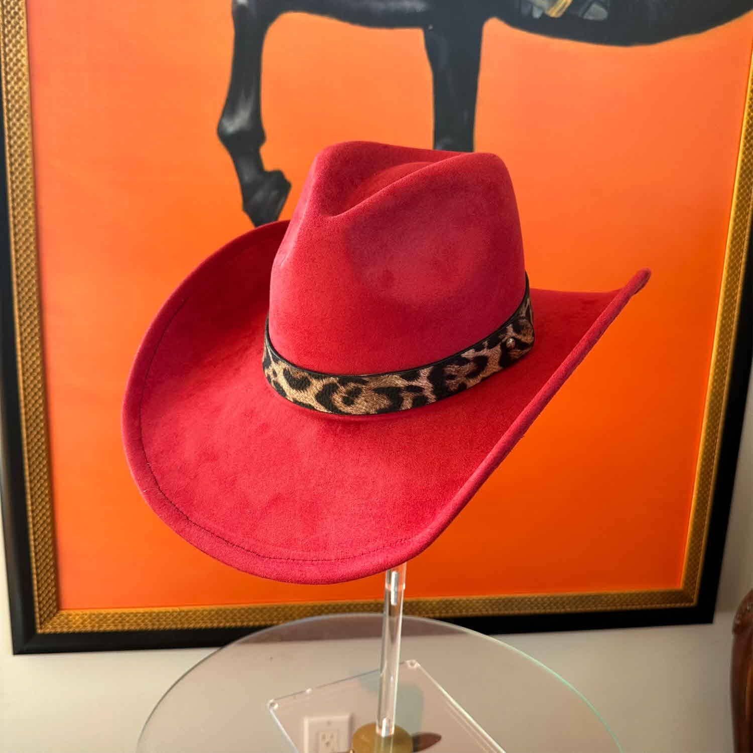 Bella Betty - Wholesale Cowboy Hat - Women's - Fashion Vegan Suede Cowboy hat  W/ Leopard Belt 7