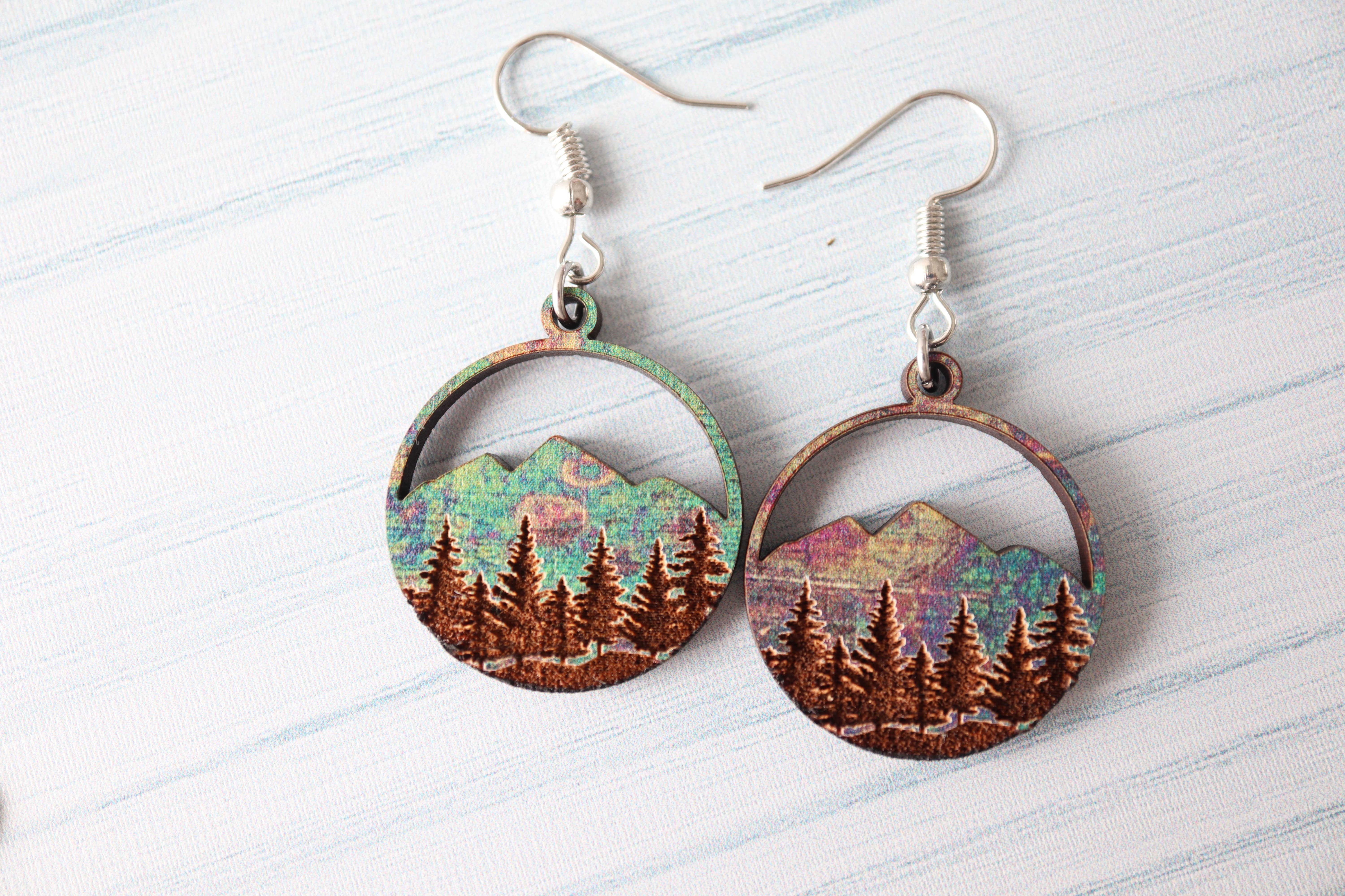 Nine Mile Creative - Wholesale Dangle Earrings - Weathered Mountains Wood Dangle Earrings8