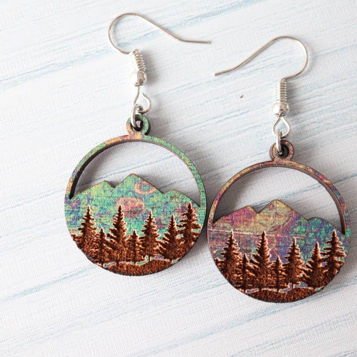 Nine Mile Creative - Wholesale Dangle Earrings - Weathered Mountains Wood Dangle Earrings8