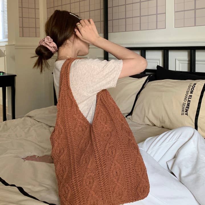 Suhkasana - Wholesale Tote bag – Women's - Large Tote Aesthetic Shoulder Hippie Knit Bag8