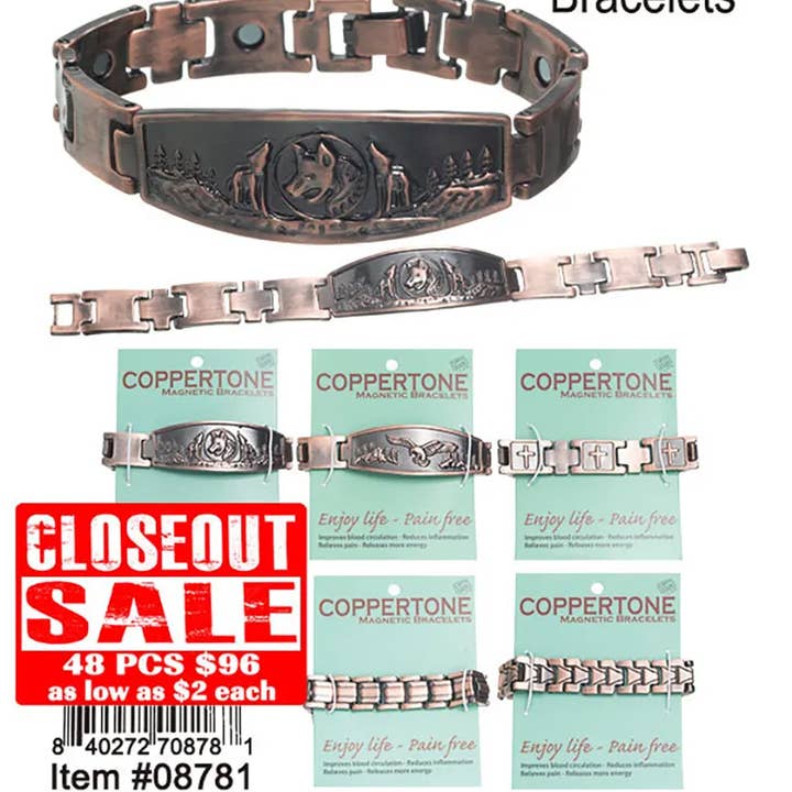 Puka Creations - Wholesale Jewelry - Men's - Men's Magnetic Copper Finished Alloy Bracelets0