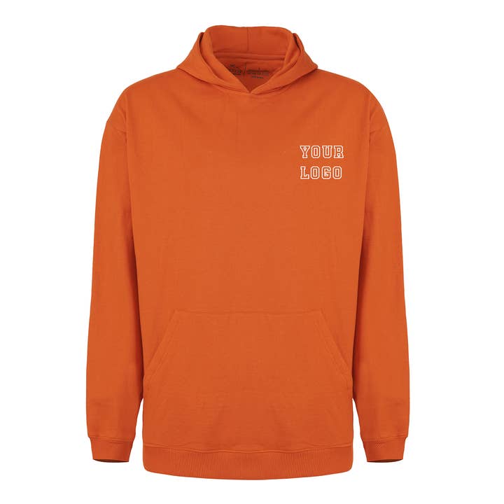 Hoodie de Fleece Reciclado 100% Laranja por atacado de WASTEWEAR