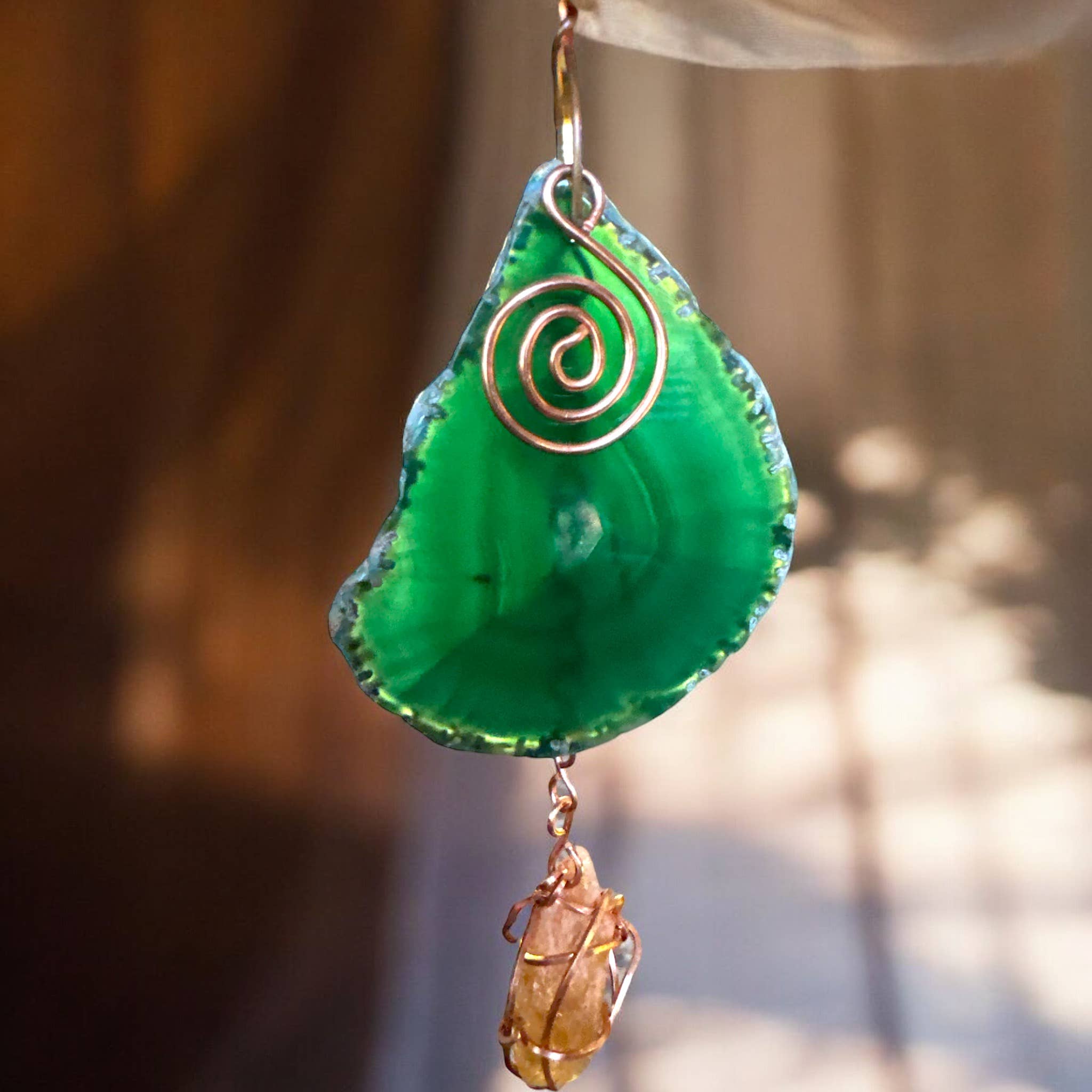 Well Fed Wolf L.L.C. - Wholesale Suncatcher - Handcrafted CopperWire-Wrapped Crystal Stone Window Hangings0