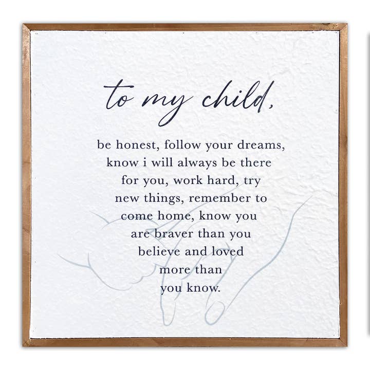 To my child, be honest... /14x14 Pulp Paper Wall Décor for wholesale by Second Nature by Hand