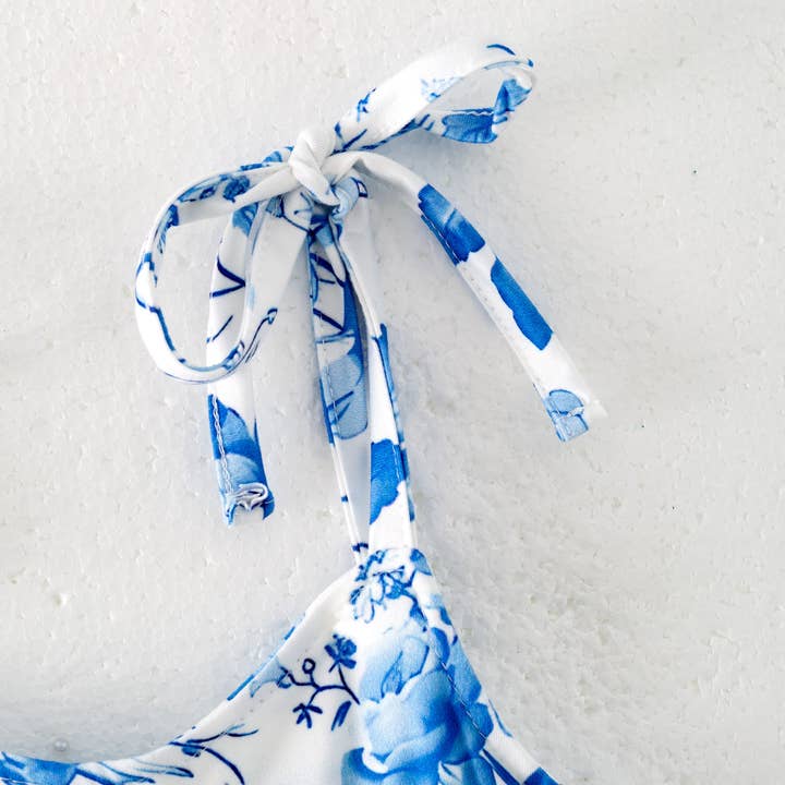 Auraquise - Wholesale Dress - Kids - Girls Summer Blue Floral Milk Silk Soft Dress5