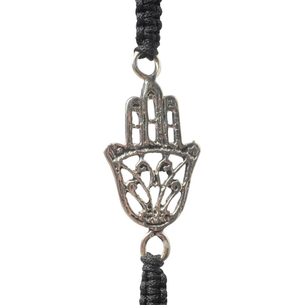 Benjamin International - Wholesale Charm/Dangle Bracelet - Silver Hamsa Pull Tie Bracelet With Beads0