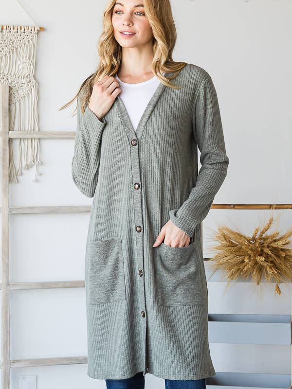 Pink Irene Wholesale - Vendita all'ingrosso Cardigan - Donna - CARDIGAN A COSTE TINTA UNITA CON TASCA A TINTA UNITA5