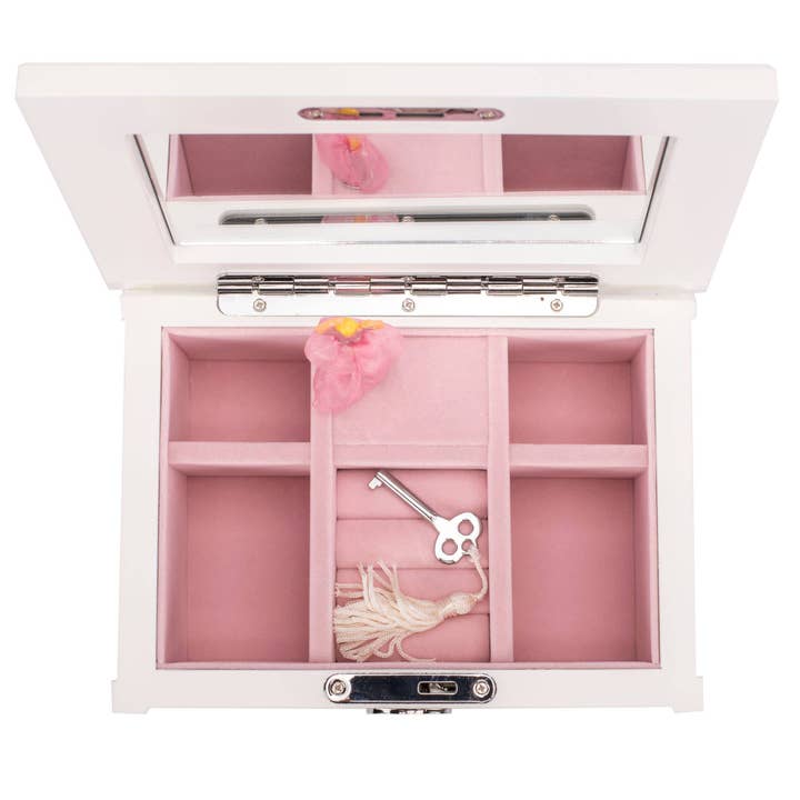Dicksons - Wholesale Jewelry Box/Organizer - Kids - Ballerina White 8 x 6 MDF and Velvet Musical Jewelry Box3