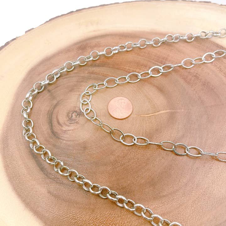 Beads Creation - Wholesale Craft Supplies - Rhodium Plated Silver Rolo Cable Chain by Foot CH007