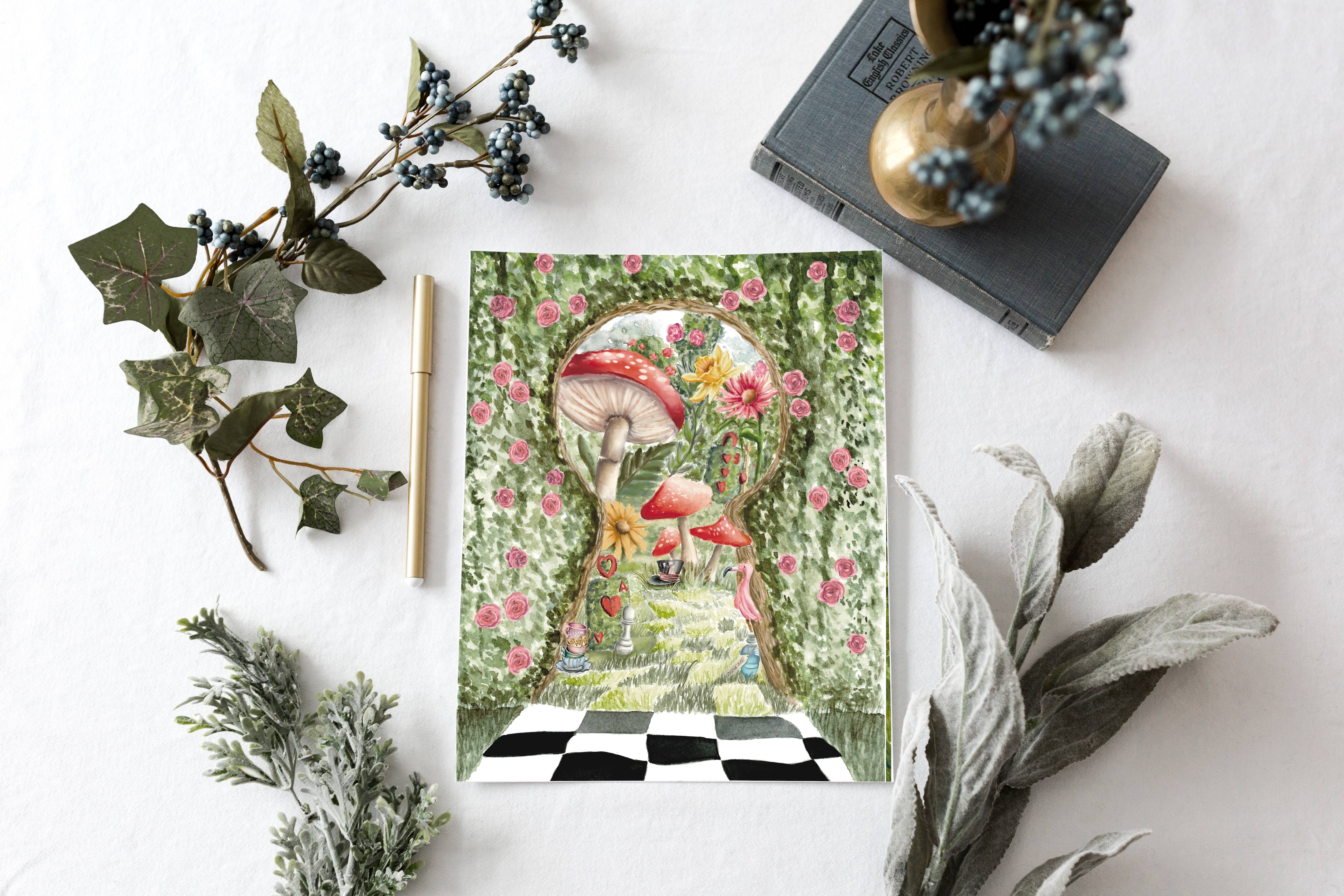 Fox and Wild - Wholesale Art Print - Alice in Wonderland Rosebush Print9