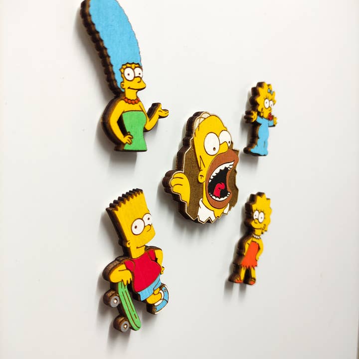 Herbs&Belles - Wholesale Magnet - Wooden The Simpsons Magnet, Homer, Marge, Bart, Lisa, Maggie1