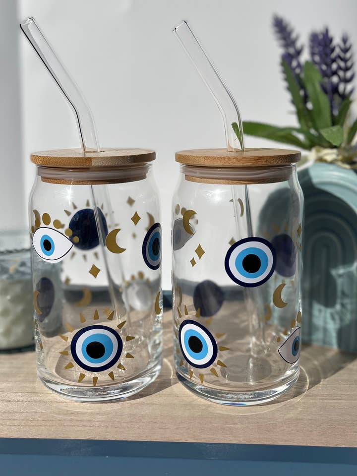 Evil Eye Glass Cup for wholesale by Craftsbysam