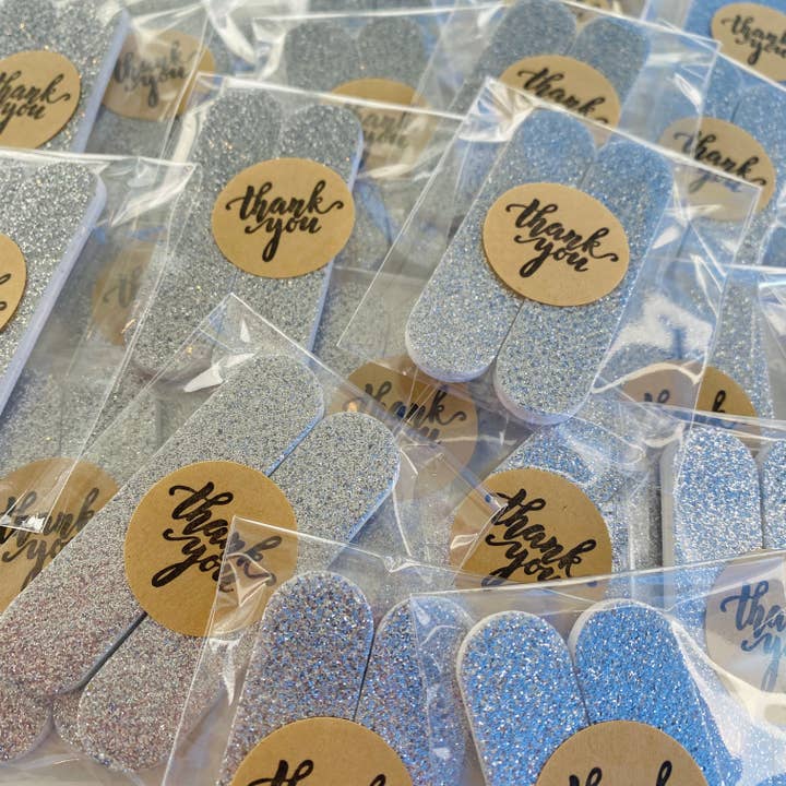 2-Pack Mini Emery Board Thank You Package Filler, Silver for wholesale by Joyfully Noted
