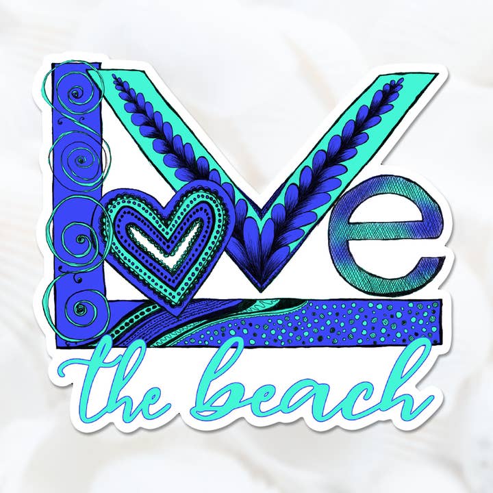Love the Beach Sticker, 3” Nautical Sticker, Beach Decal for wholesale by Katekreates