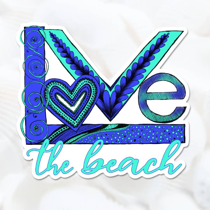 Love the Beach Sticker, 3” Nautical Sticker, Beach Decal for wholesale by Katekreates