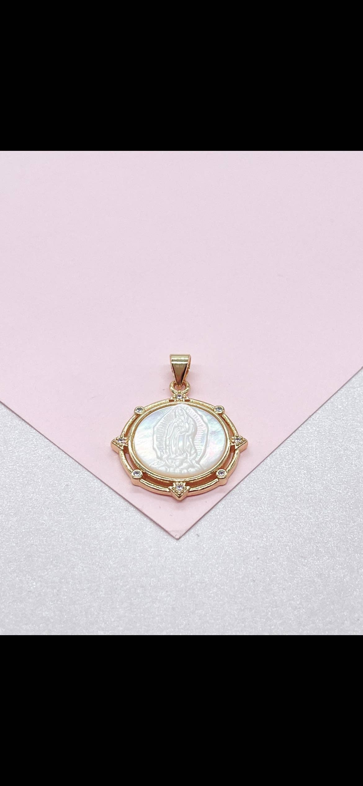 Milie - Wholesale Pendant/Charm Necklace - 18k GF Virgin Mary Guadalupe Medallion Necklace0