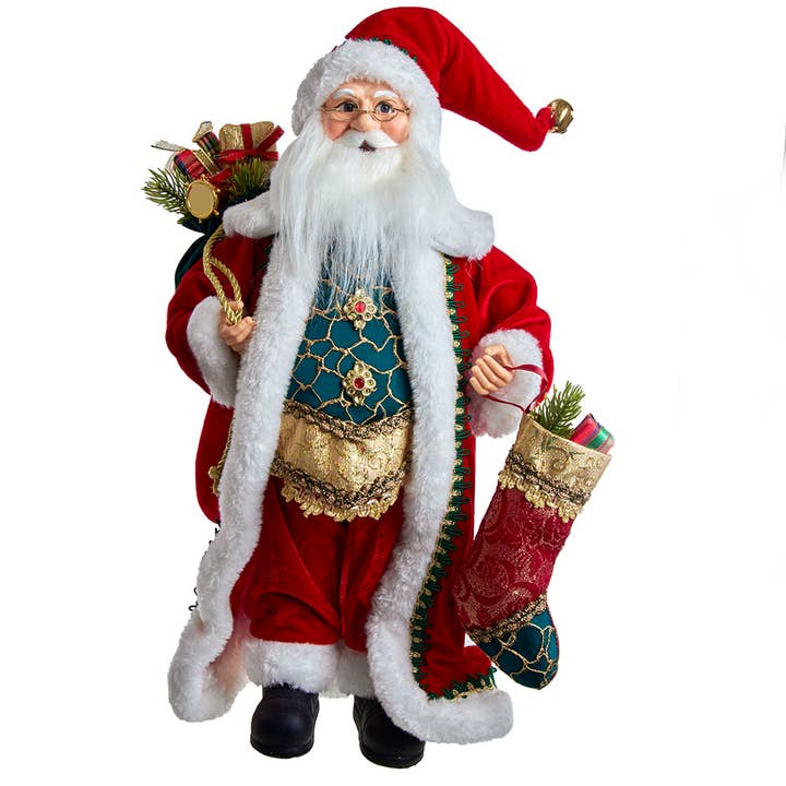 17“ KSA Kringles Fancy Santa With Stocking for wholesale by Kurt S. Adler, Inc.
