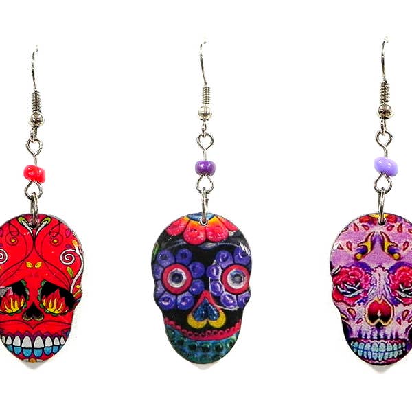 Pichincha - Wholesale Dangle Earrings - Acrylic Day of the Dead Sugar Skull Dangle Earrings1