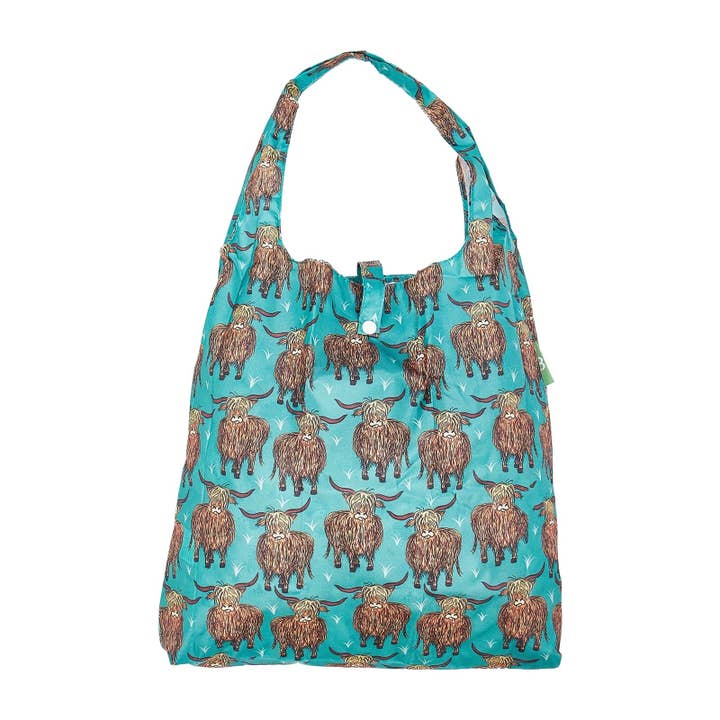 Eco Chic - Wholesale Grocery/Shopping Bag - Eco Chic Lightweight Foldable Shopping Bag Highland Cow1