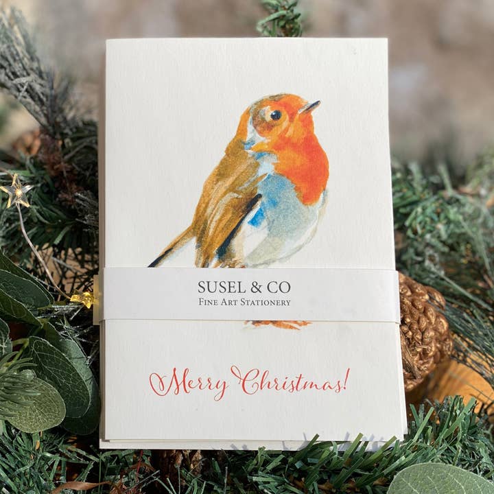 Susel & Co - Venta al por mayor Tarjetas de Navidad - Petirrojo Navideño - Tarjeta de Navidad