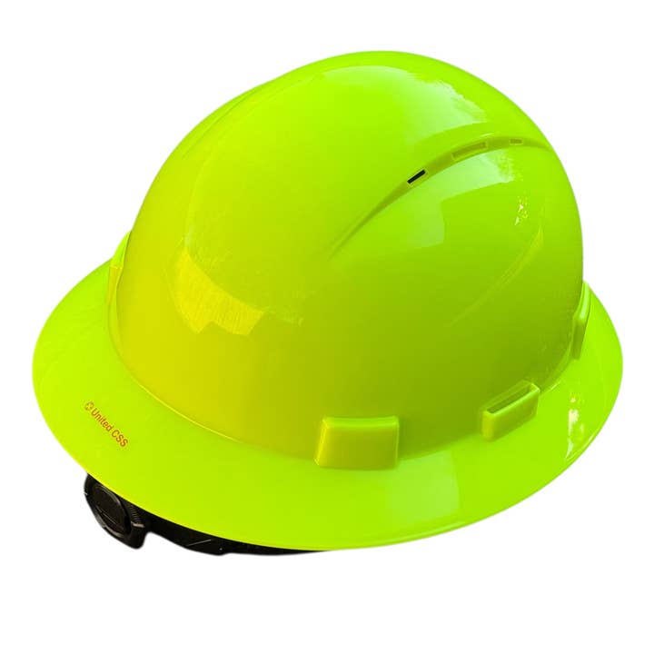 Casque de sécurité à large bord ventilé en HDPE vert citron pour la vente par UNITED CSS LLC