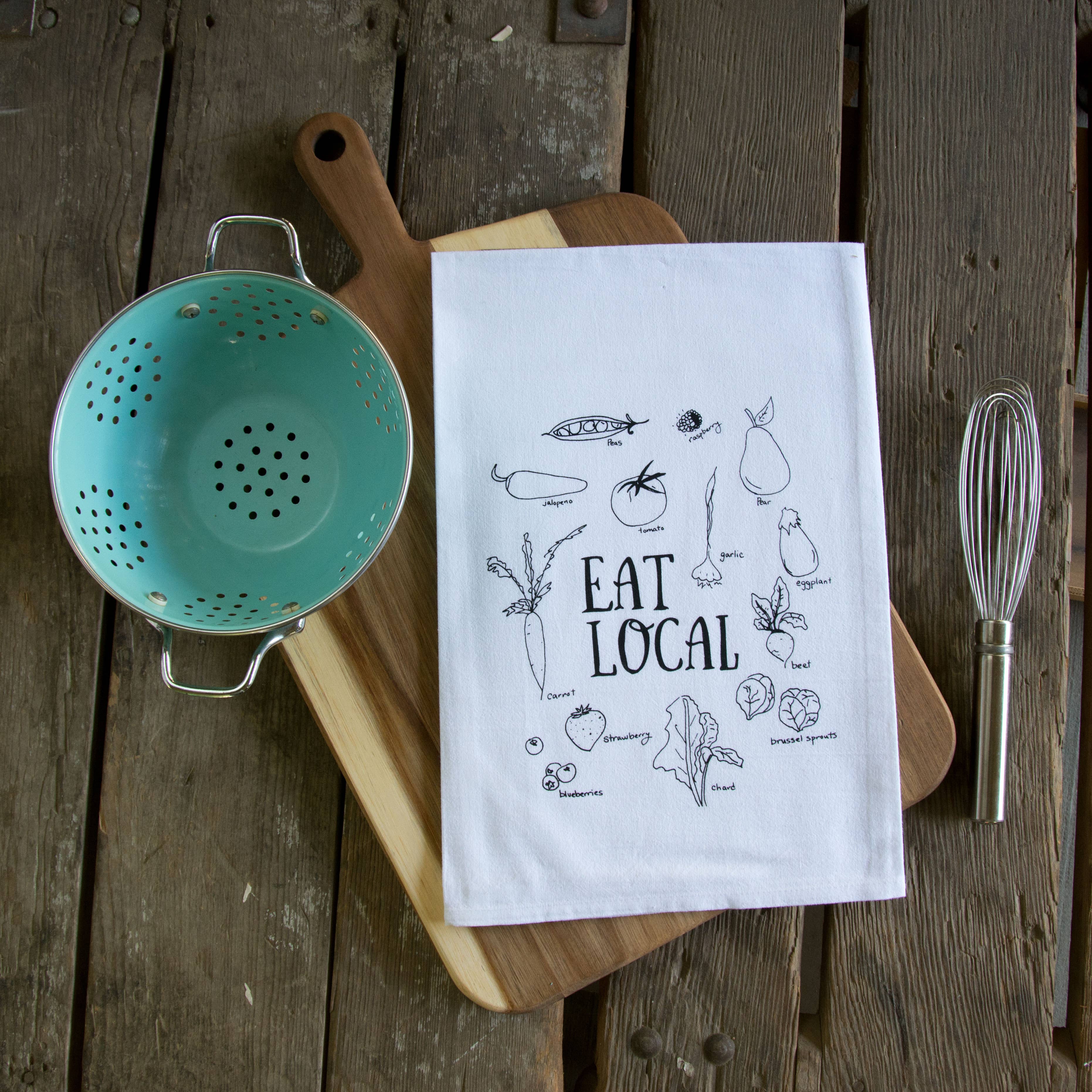 Ladybug Press - Wholesale Tea Towel - Eat Local Tea Towel1