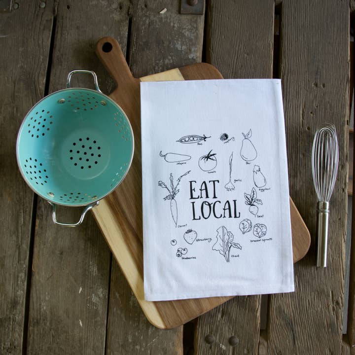 Ladybug Press - Wholesale Tea Towel - Eat Local Tea Towel1