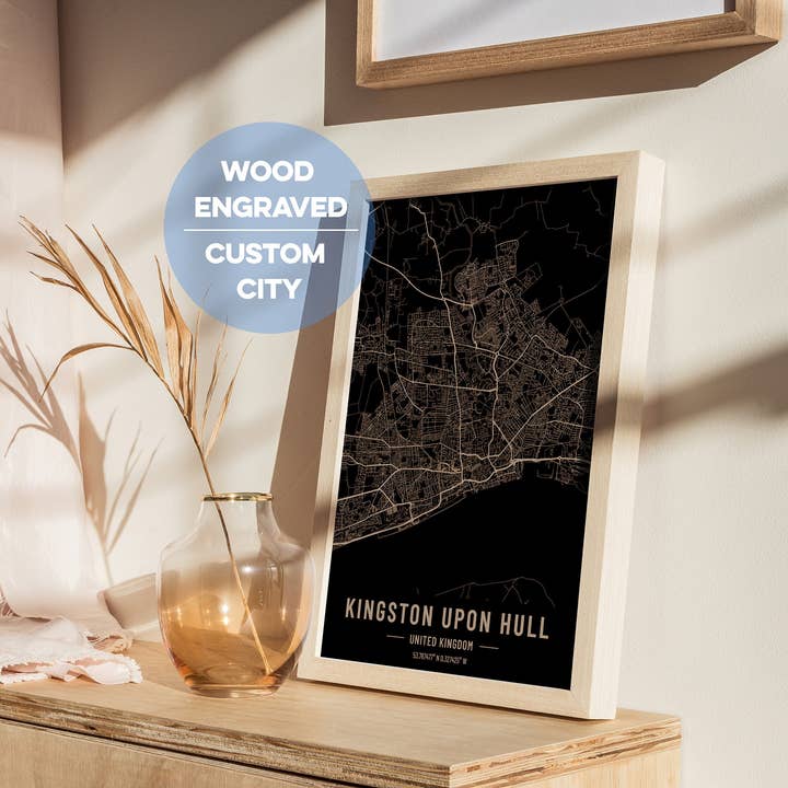 Plan personnalisé de la ville. Carte de Kingston Upon Hull pour la vente par Kustwood