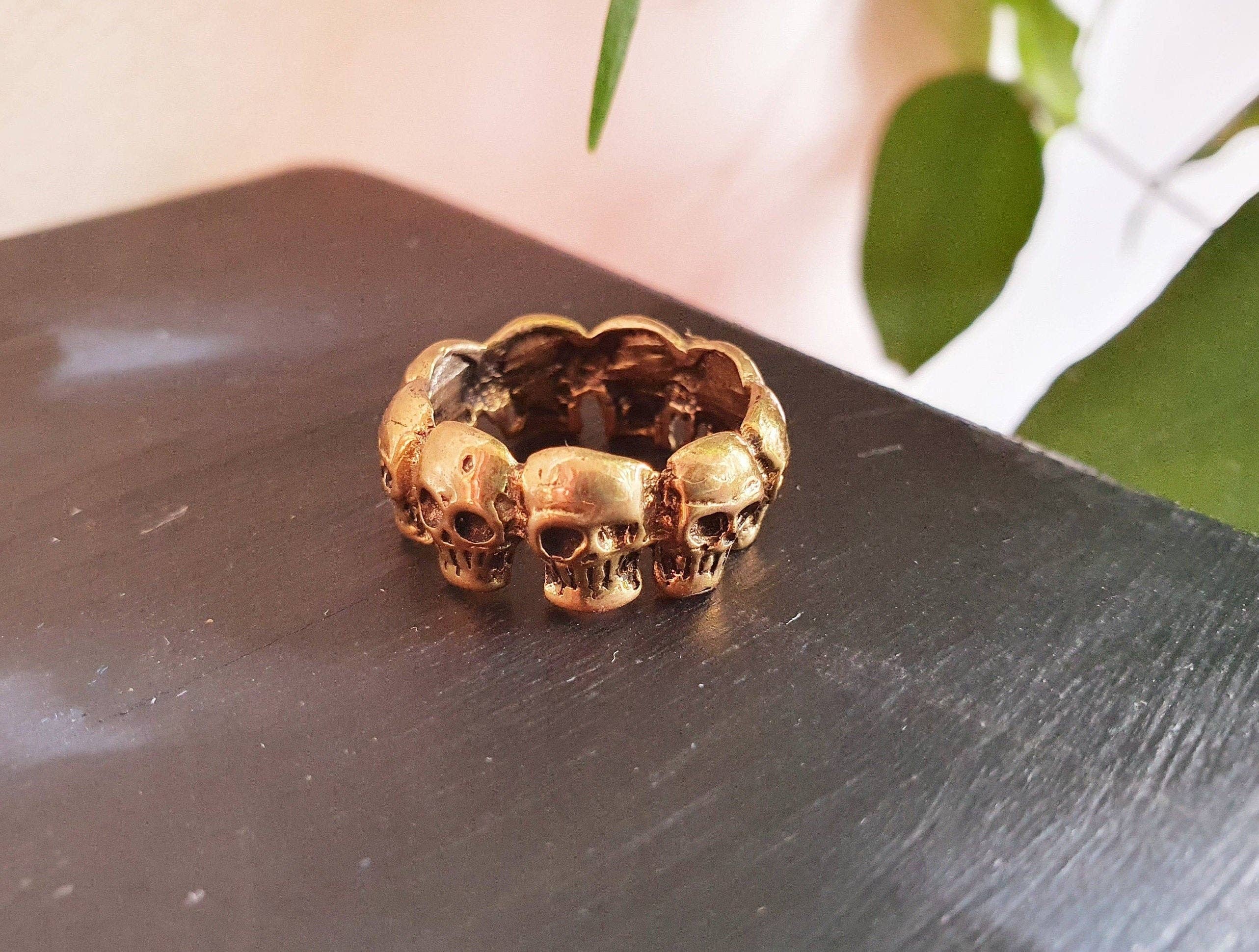 Kaali Boutique - Wholesale Band/Stacked Ring - Skulls Brass Ring / Punk / Steampunk / Goth / Rock n Roll / Boho /  Bohemian / Rustic / Tribal / Gypsy / Festival / Festival / Heavy Metal5