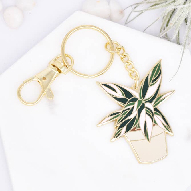 Plant Keychain - Stromanthe Triostar Keychain for wholesale by Plant Scouts