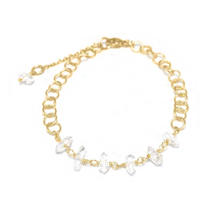 Herkimer Diamond Chain Bracelet for wholesale by Catherine Weitzman