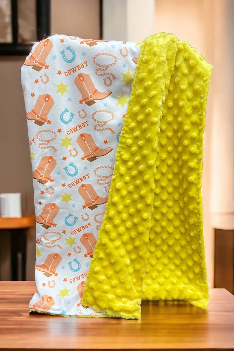 Kids Charm Online - Wholesale Bedding Blanket - Kids & Baby - COWBOY & COWBOY BOOTS PRINTED BABY BLANKET. 38" BY 40".1