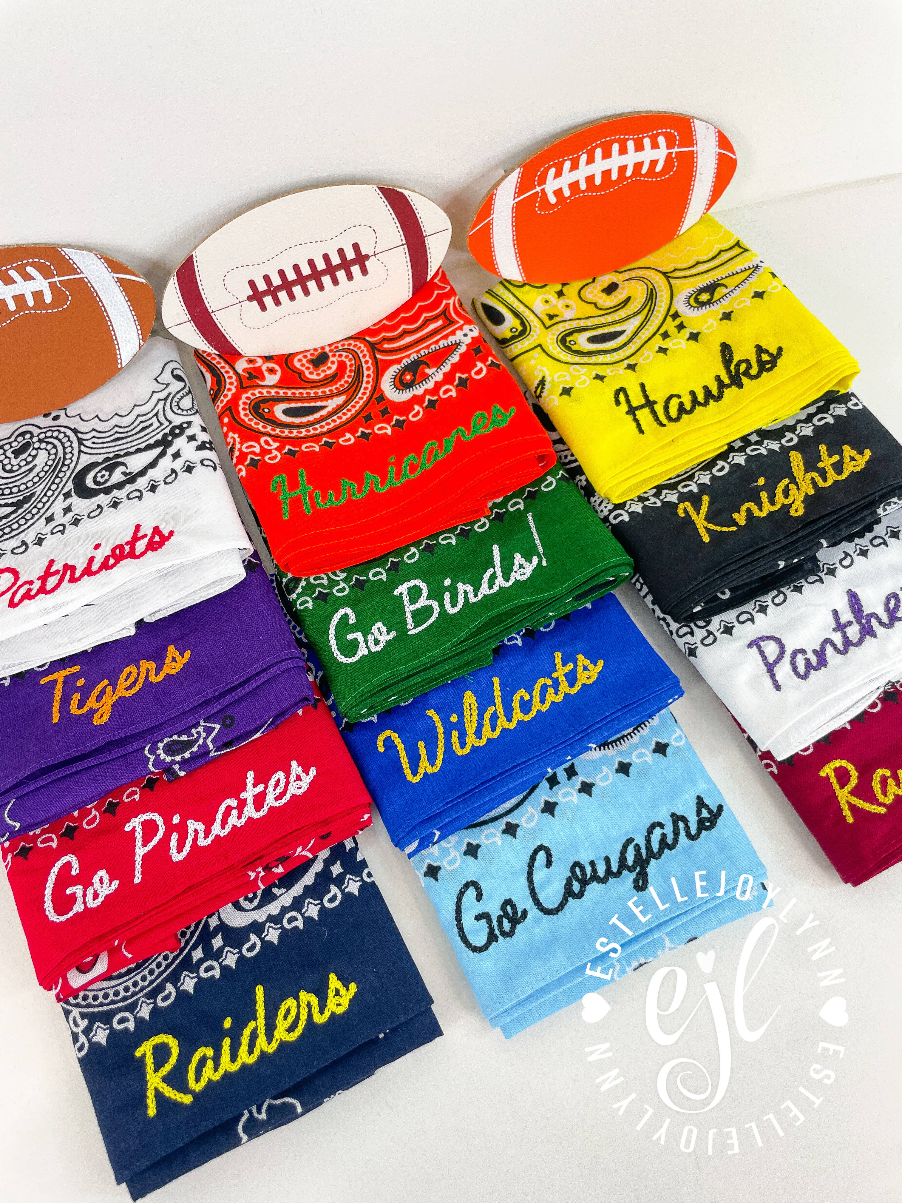 EstelleJoyLynn, LLC - Wholesale Bandana - Women's - CUSTOM School Spirit Embroidered Bandanas5