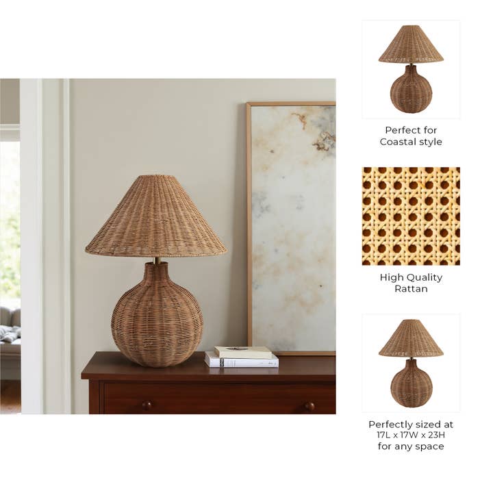 Sagebrook Home - Wholesale Accent/Desk Lamp - Brown 23x20 in. Woven Rattan Bud Casual Table Lamp2