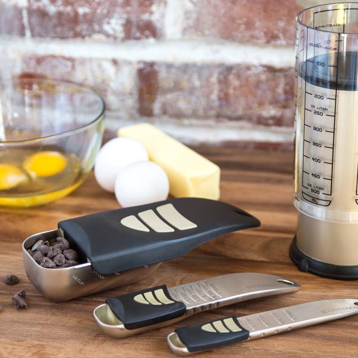 Fox Run Brands - Wholesale Measuring Spoon - KitchenArt Baker’s Pro Adjust-A-Measure Set, 4-Piece, Satin