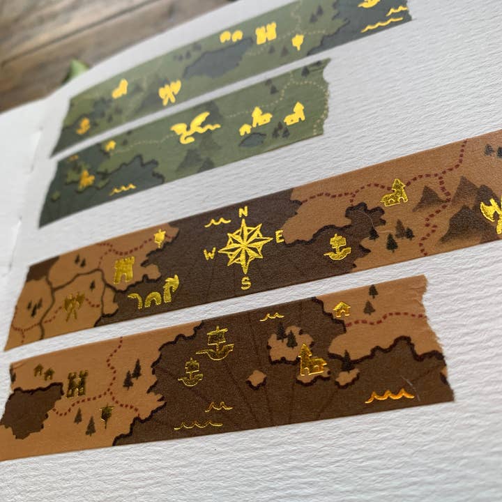 The Creeping Moon - Wholesale Washi Tape - Fantasy maps 20mm gold foil washi tape